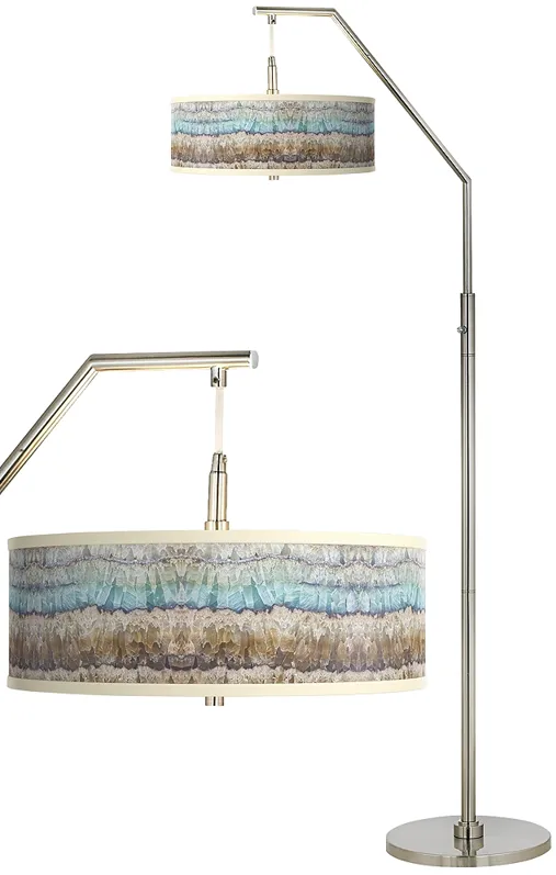 Marble Jewel Giclee Shade Arc Floor Lamp