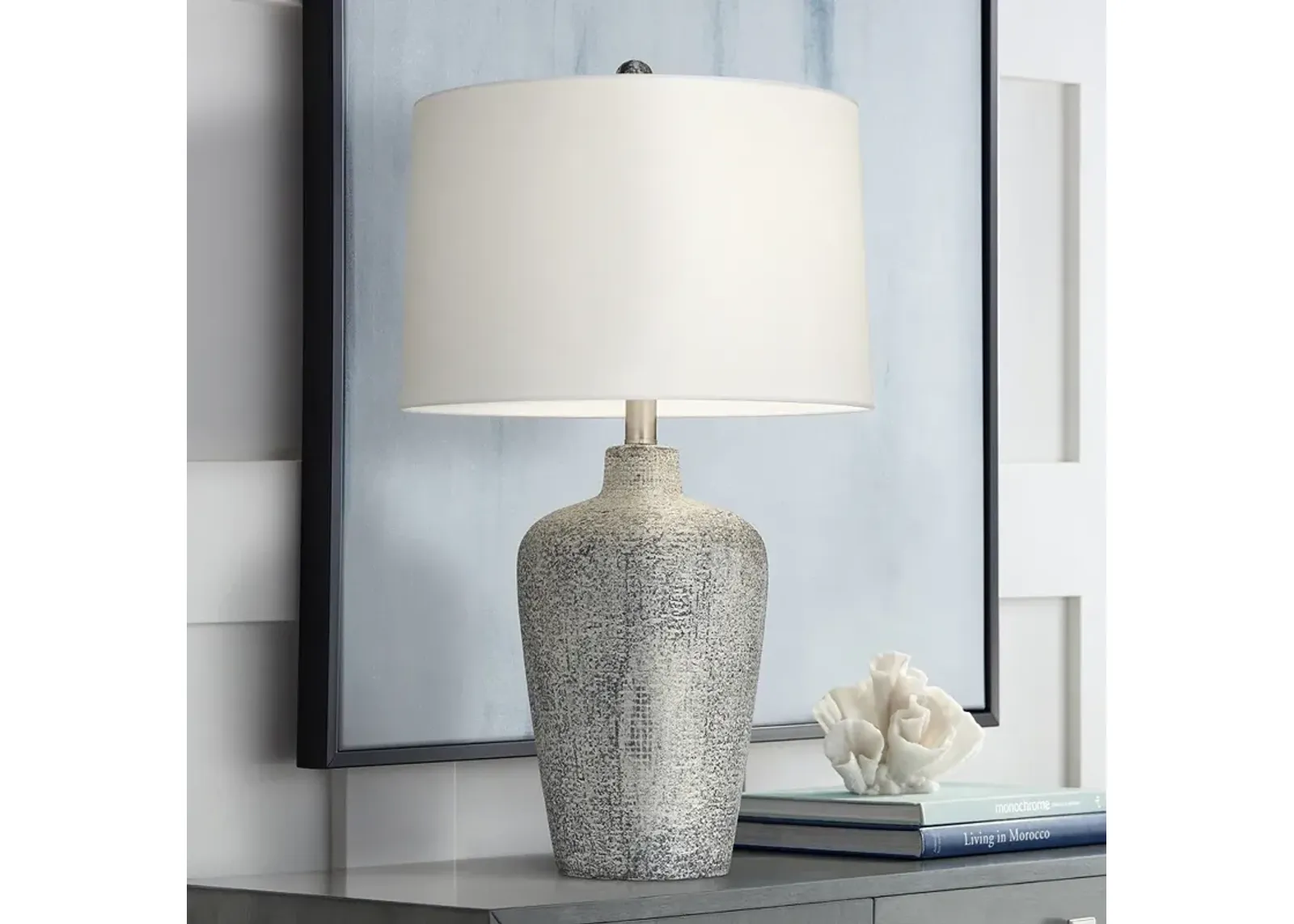 Pacific Coast Lighting Reid 25 1/2" Faux Stone Ceramic Table Lamp