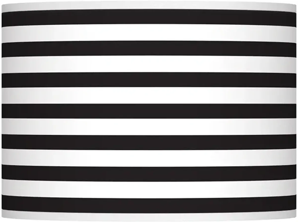 Black White Horizontal Stripes Giclee Gallery Shade 13.5x13.5x10 (Spider)