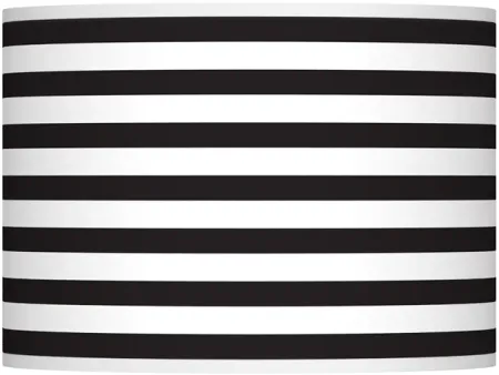 Black White Horizontal Stripes Giclee Gallery Shade 13.5x13.5x10 (Spider)