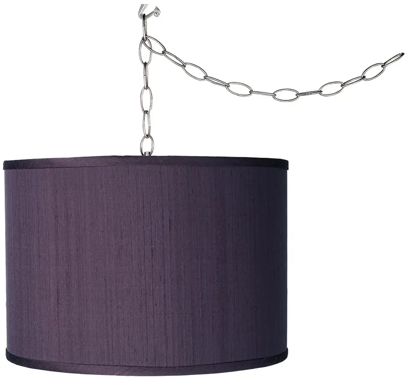 Eggplant Purple Shade 13 1/2" Wide Plug-In Swag Pendant Chandelier