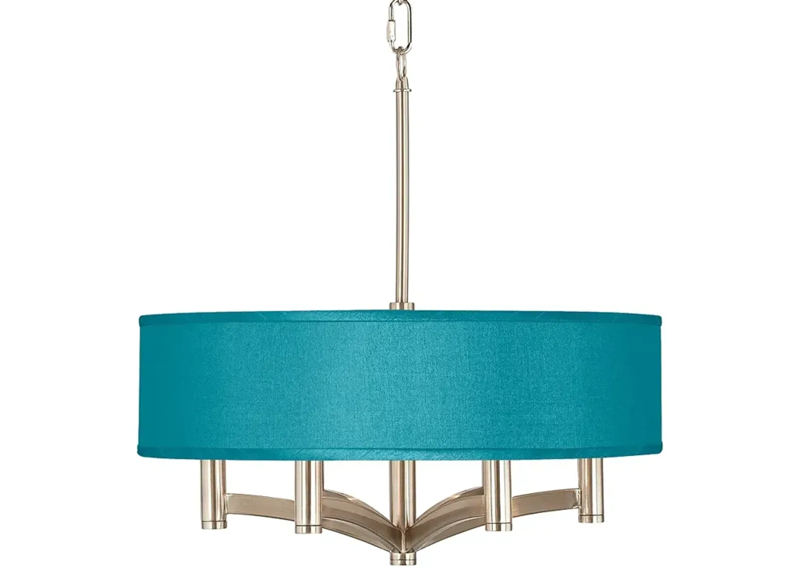 Possini Euro Ava 20" Teal Blue Faux Silk 6-Light Nickel Chandelier