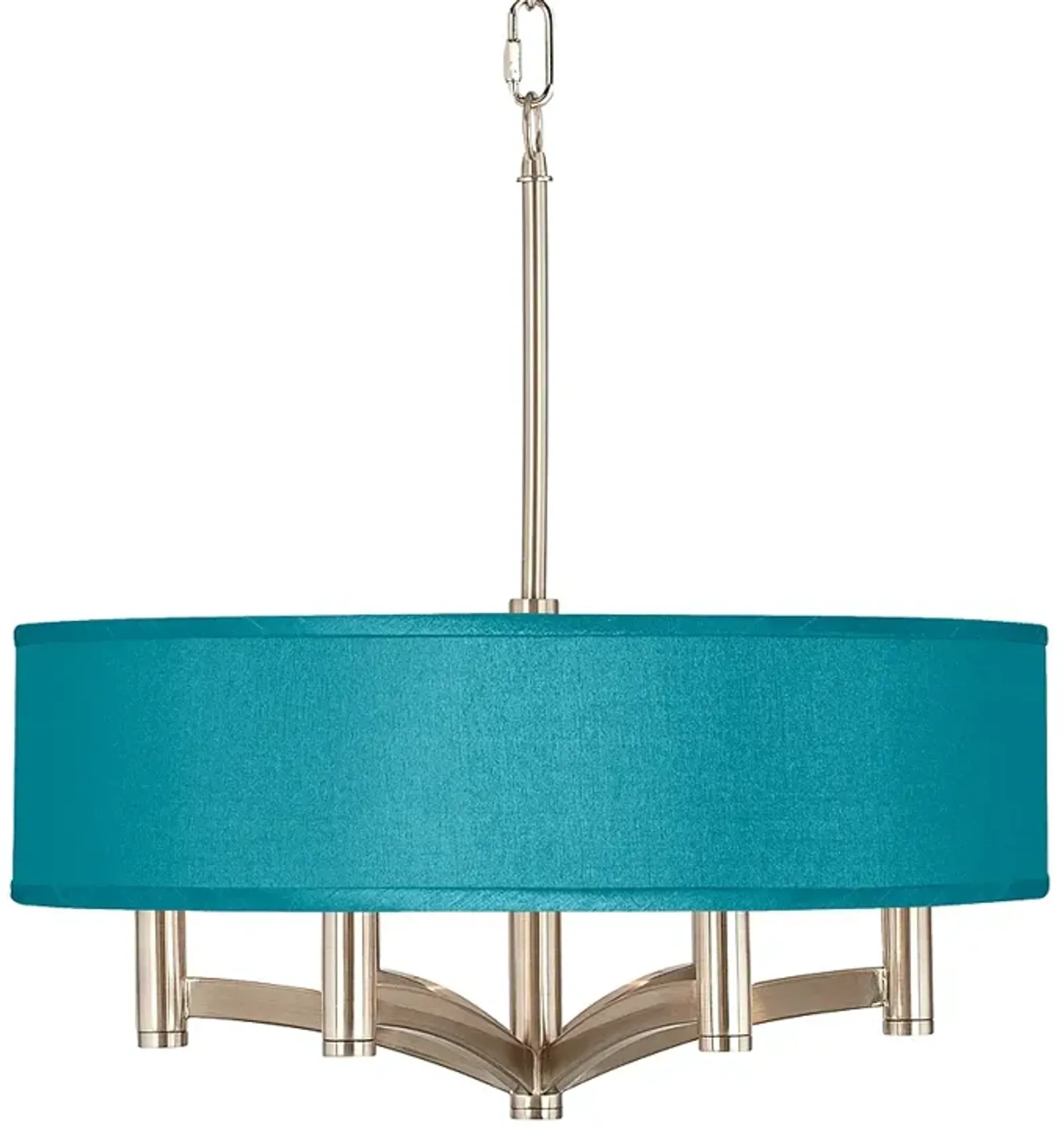 Possini Euro Ava 20" Teal Blue Faux Silk 6-Light Nickel Chandelier