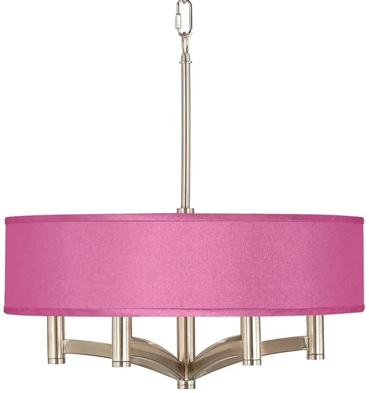 Possini Euro Ava 20" Pink Faux Silk 6-Light Nickel Pendant Chandelier