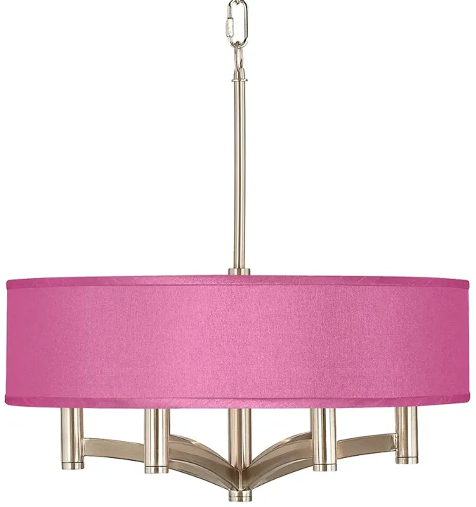 Possini Euro Ava 20" Pink Faux Silk 6-Light Nickel Pendant Chandelier