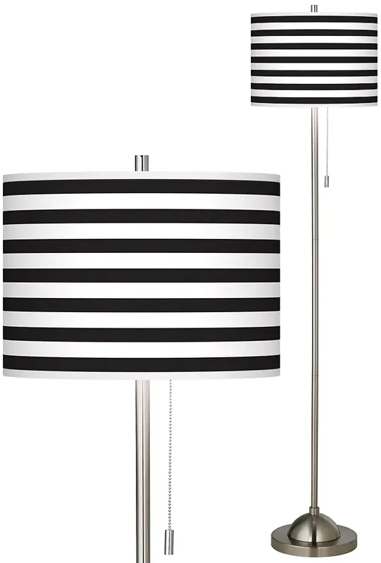 Giclee Black and White Horizontal Stripe Floor Lamp