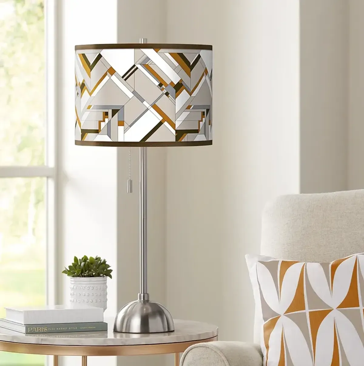 Craftsman Mosaic Giclee Brushed Nickel Table Lamp