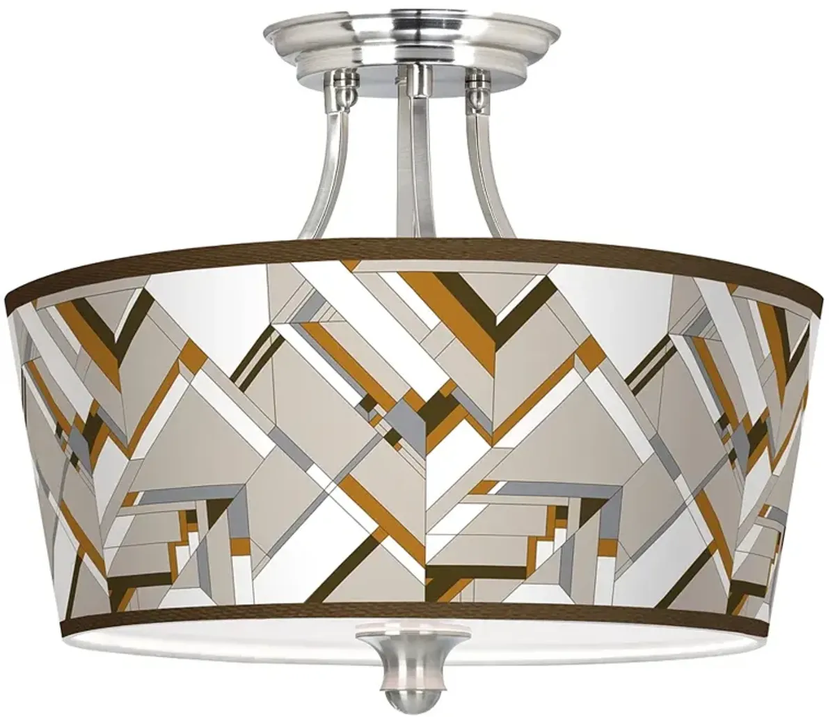 Craftsman Mosaic Tapered Drum Giclee Ceiling Light