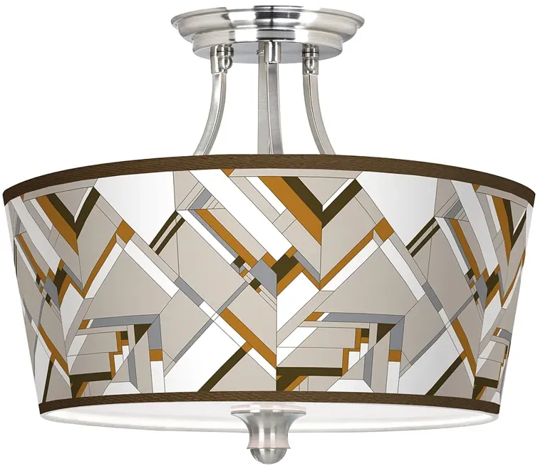 Craftsman Mosaic Tapered Drum Giclee Ceiling Light