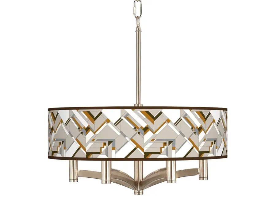 Craftsman Mosaic Ava 6-Light Nickel Pendant Chandelier