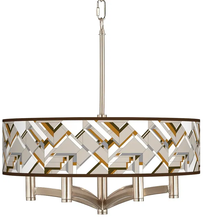 Craftsman Mosaic Ava 6-Light Nickel Pendant Chandelier