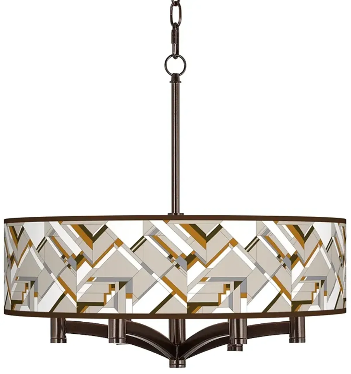 Giclee Glow Ava 20" Craftsman Mosaic 6-Light Bronze Pendant Chandelier