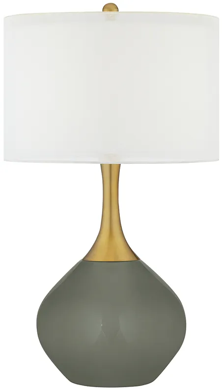 Pewter Green Nickki Brass Table Lamp