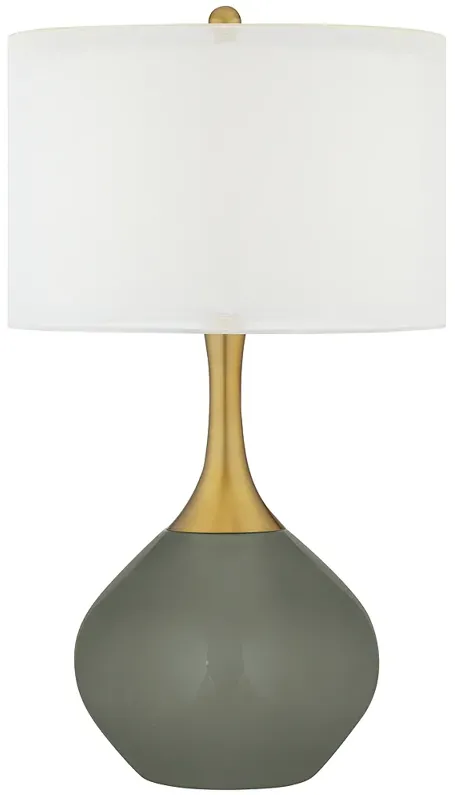 Pewter Green Nickki Brass Table Lamp