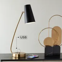 Pacific Coast Lighting 24" Modern Brass and Black USB Desk Lamp