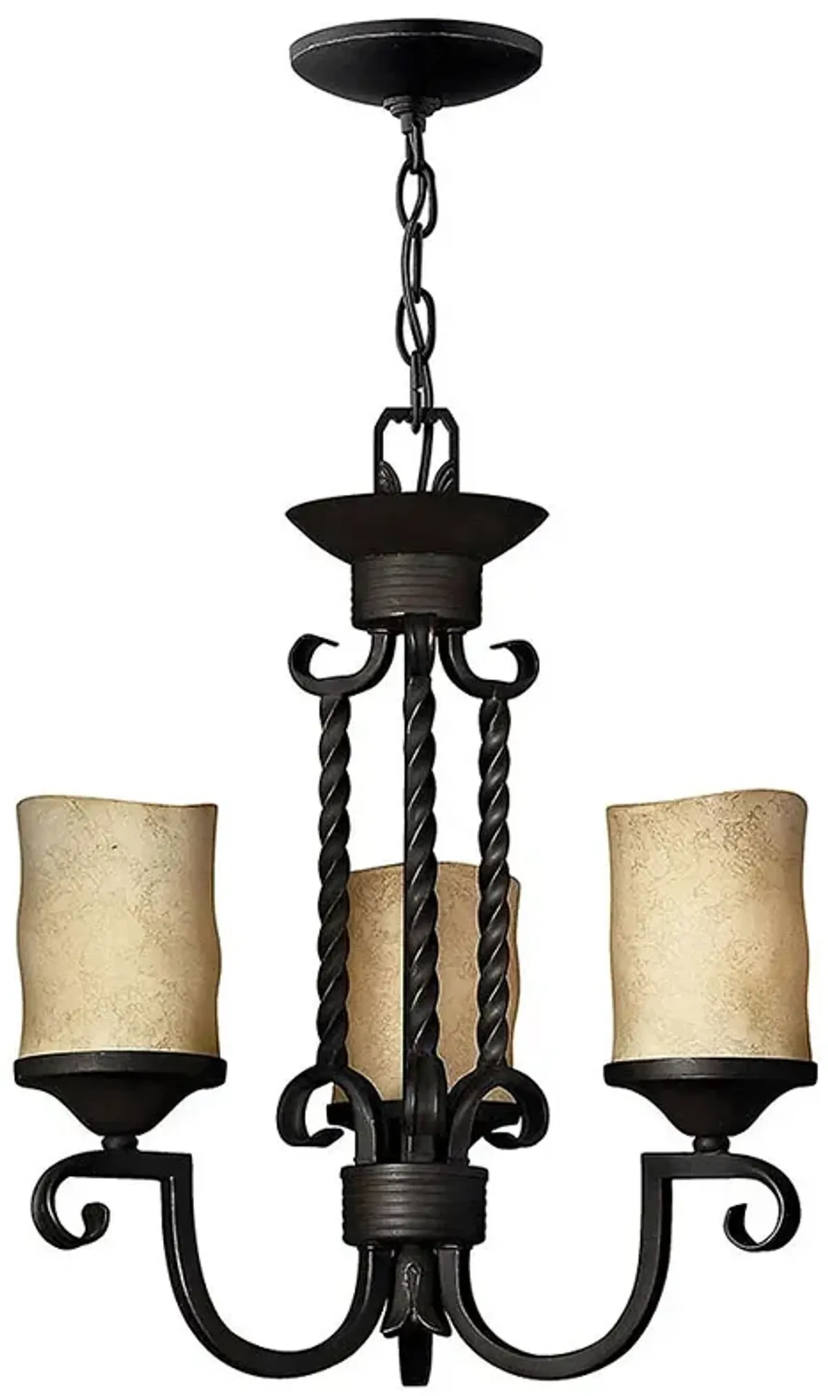 Hinkley Traditional 16.5" Black Finish Candle Glass Scroll Chandelier