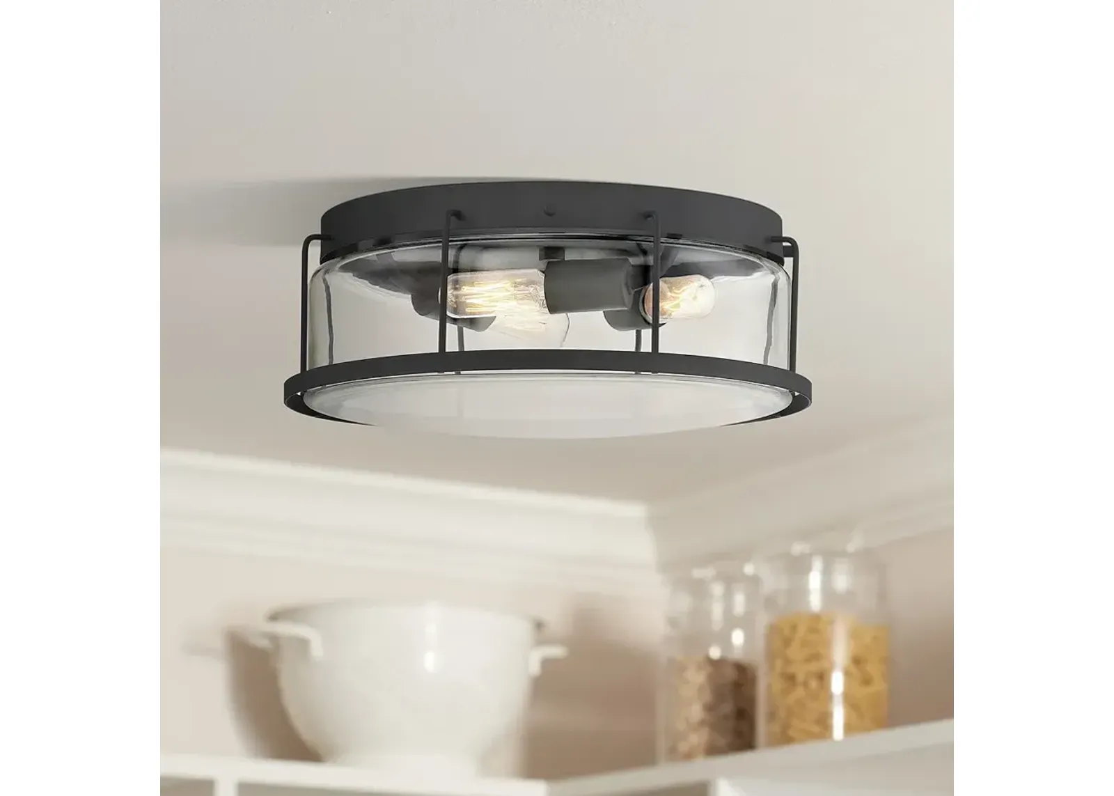 Quoizel Ludlow 13 1/4"W Earth Black 3-Light Ceiling Light