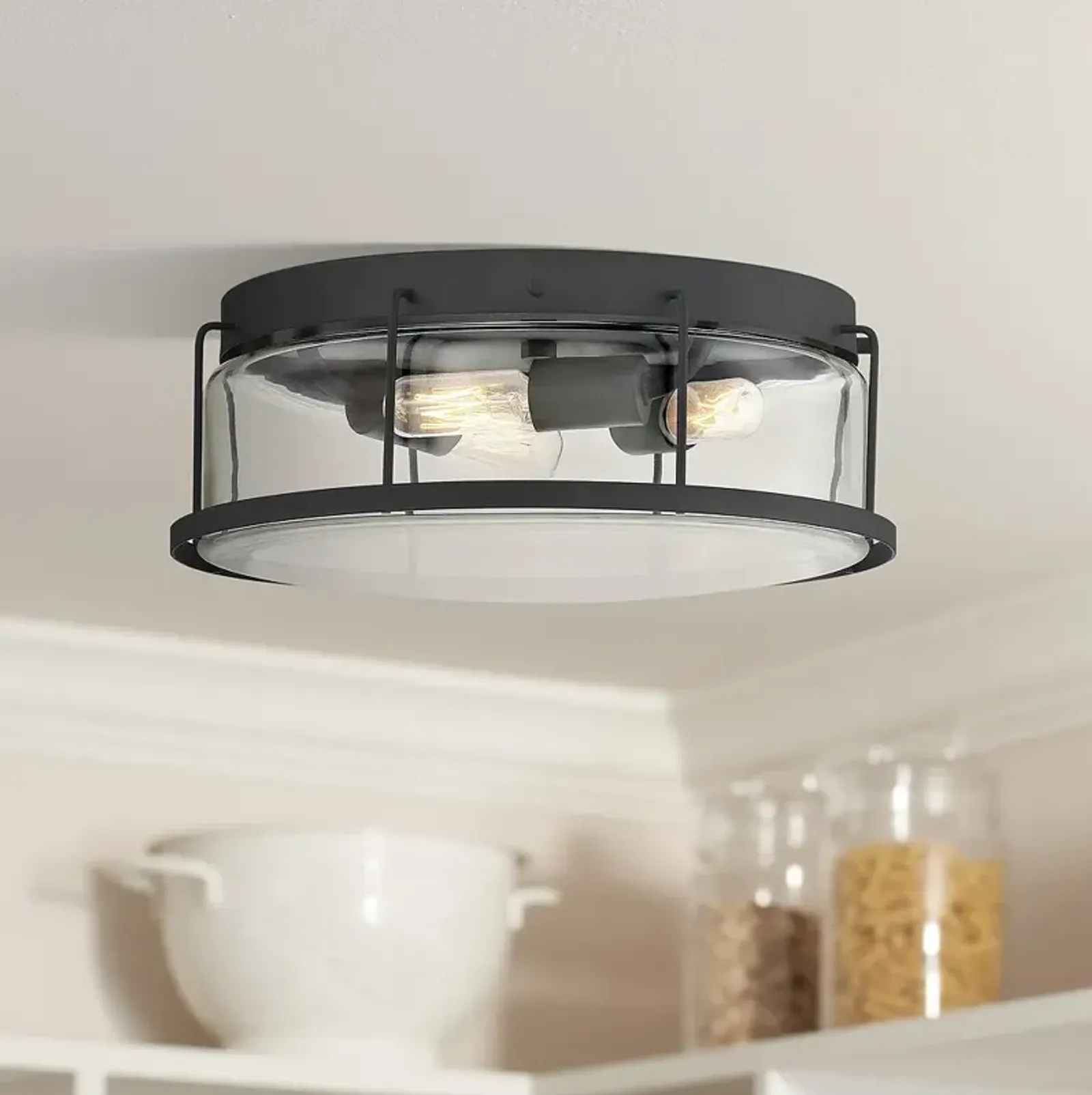 Quoizel Ludlow 13 1/4"W Earth Black 3-Light Ceiling Light