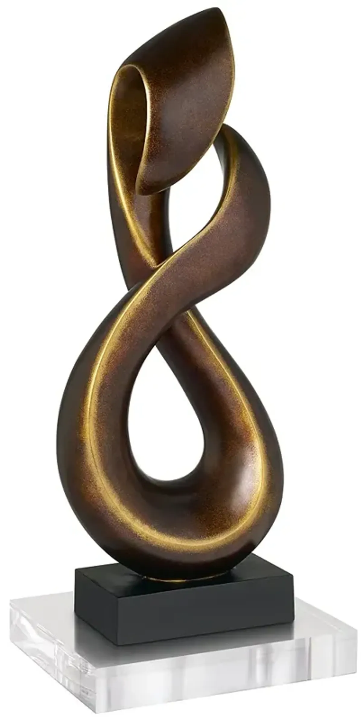 Open Infinity 25" High Gold Sculpture With 8" Square Riser