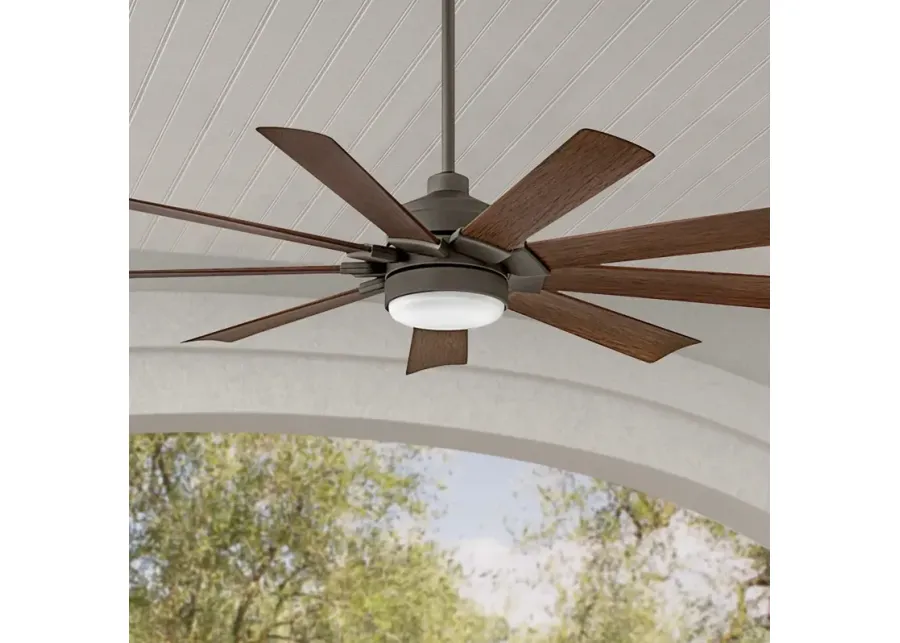 60" Hinkley Turbine LED Wet Rated Bronze Walnut 9-Blade Smart Fan