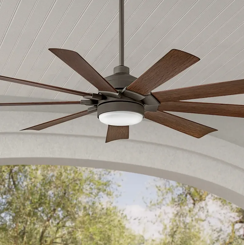 60" Hinkley Turbine LED Wet Rated Bronze Walnut 9-Blade Smart Fan