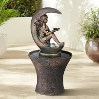 Crescent Moon 34" High Fountain with LED Light