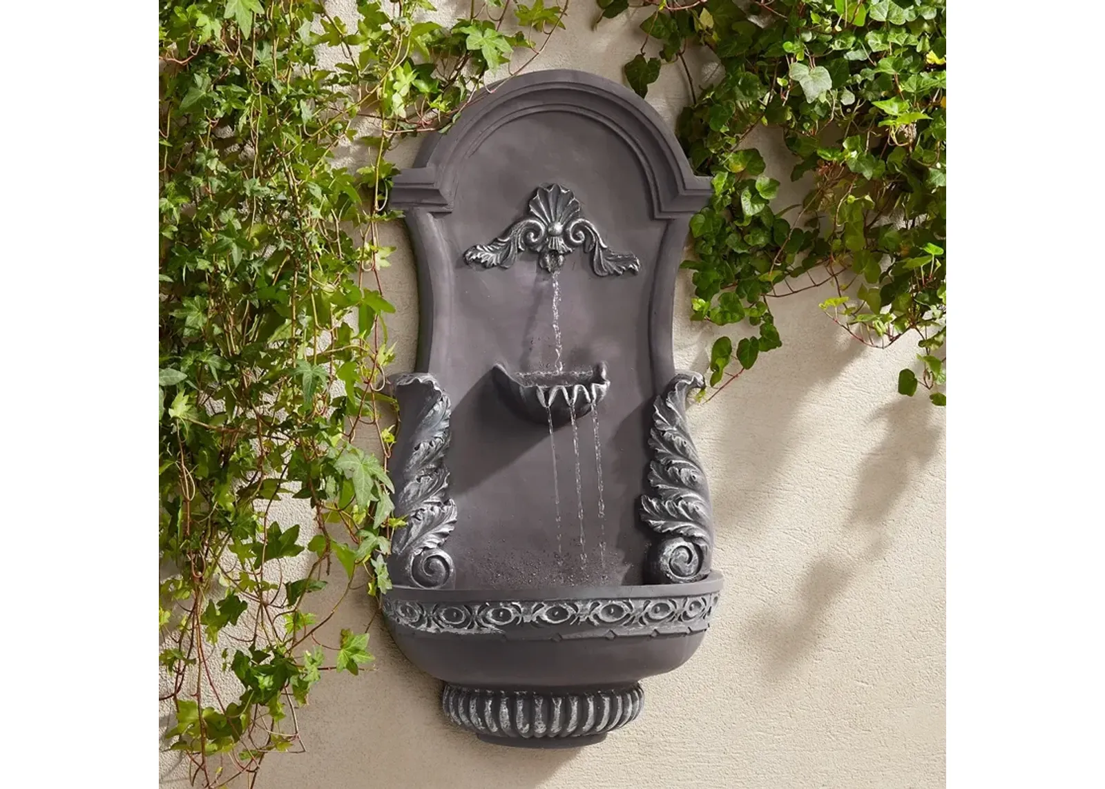 Tivoli Grey Ornate 33" High Wall Fountain by John Timberland