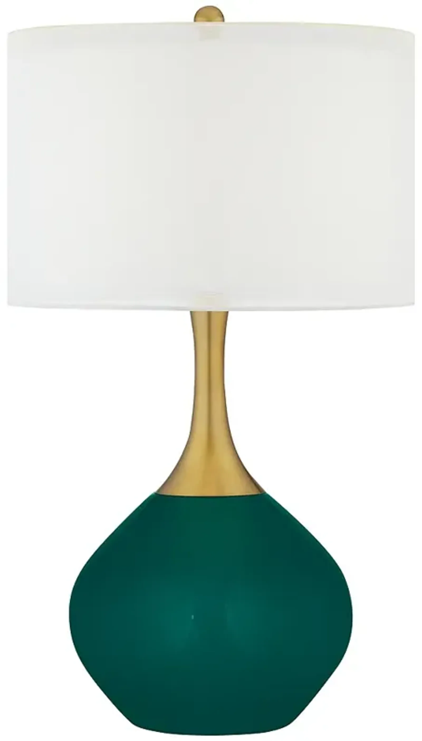 Color Plus Nickki 30 1/2" Brass and Peacock Blue Modern Table Lamp