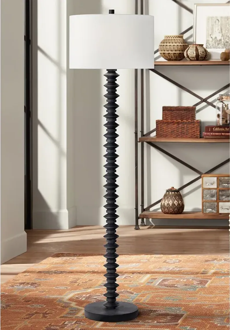 Pacific Coast Lighting Black Finish Stacked Column Modern Floor Lamp