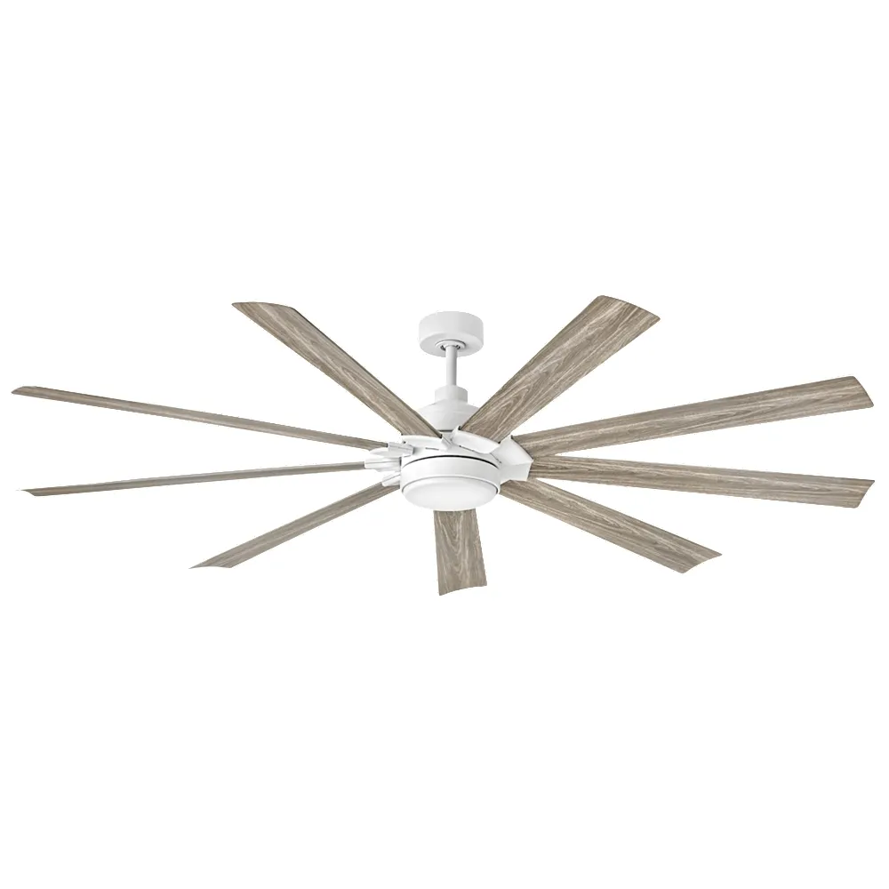 80" Hinkley Turbine LED Wet Rated White and Driftwood Large Smart Fan