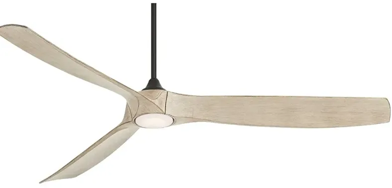 70" Kona Wind Black-Distressed White Oak LED DC Damp Ceiling Fan