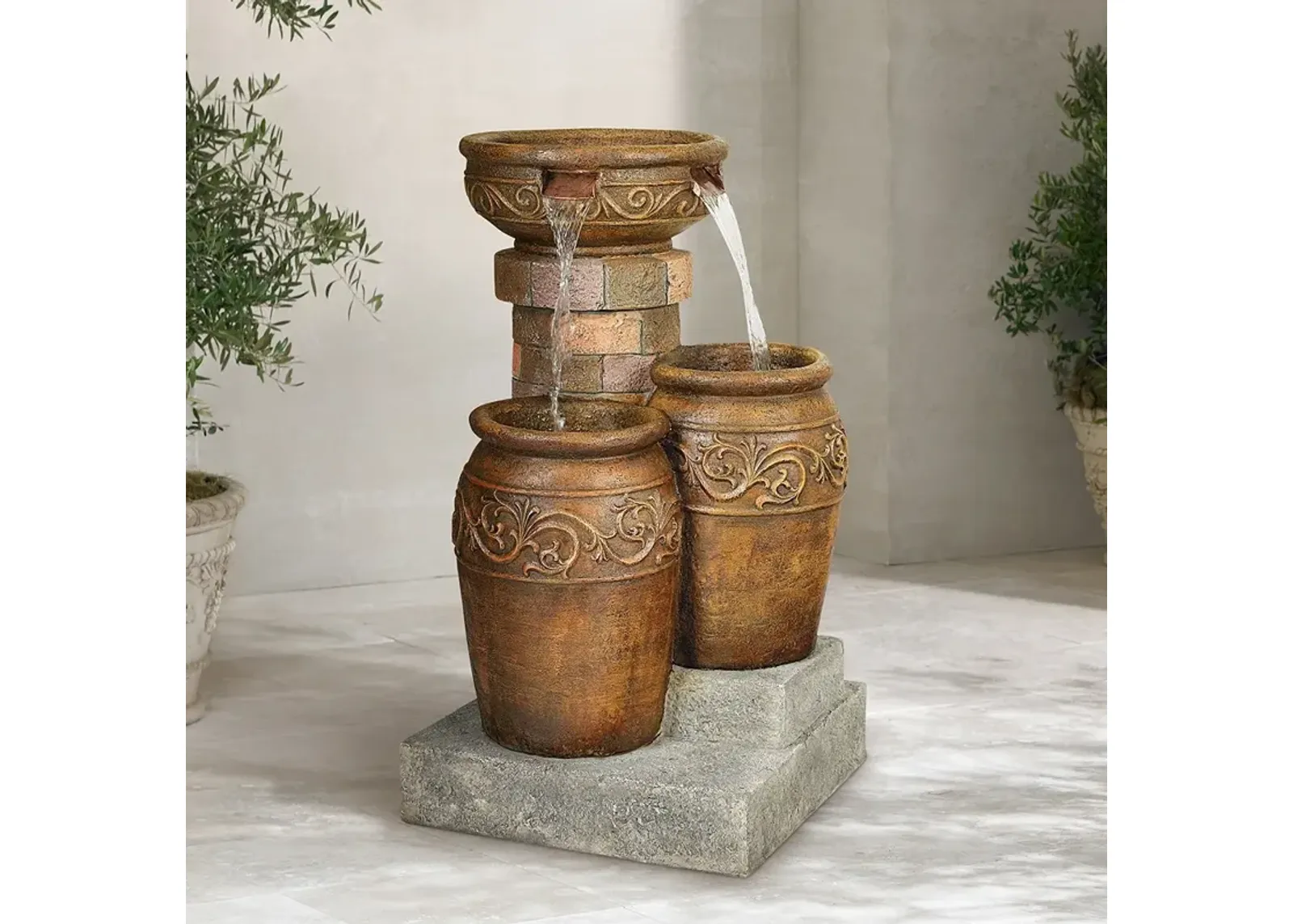 John Timberland Tuscan 31 1/2" LED Light Faux Stone Fountain