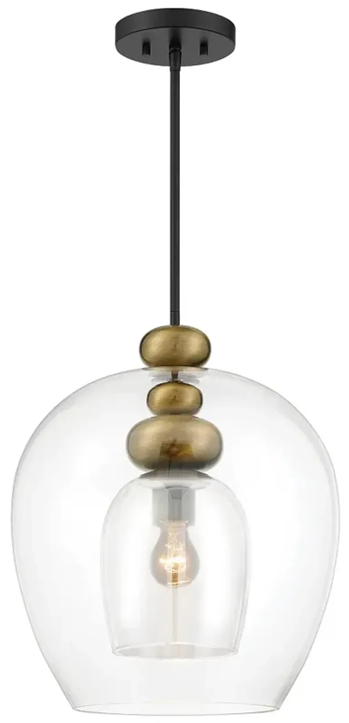 Metropolitan Amesbury 1-Light 11.75-in Coal Black and Brass Indoor Pendant