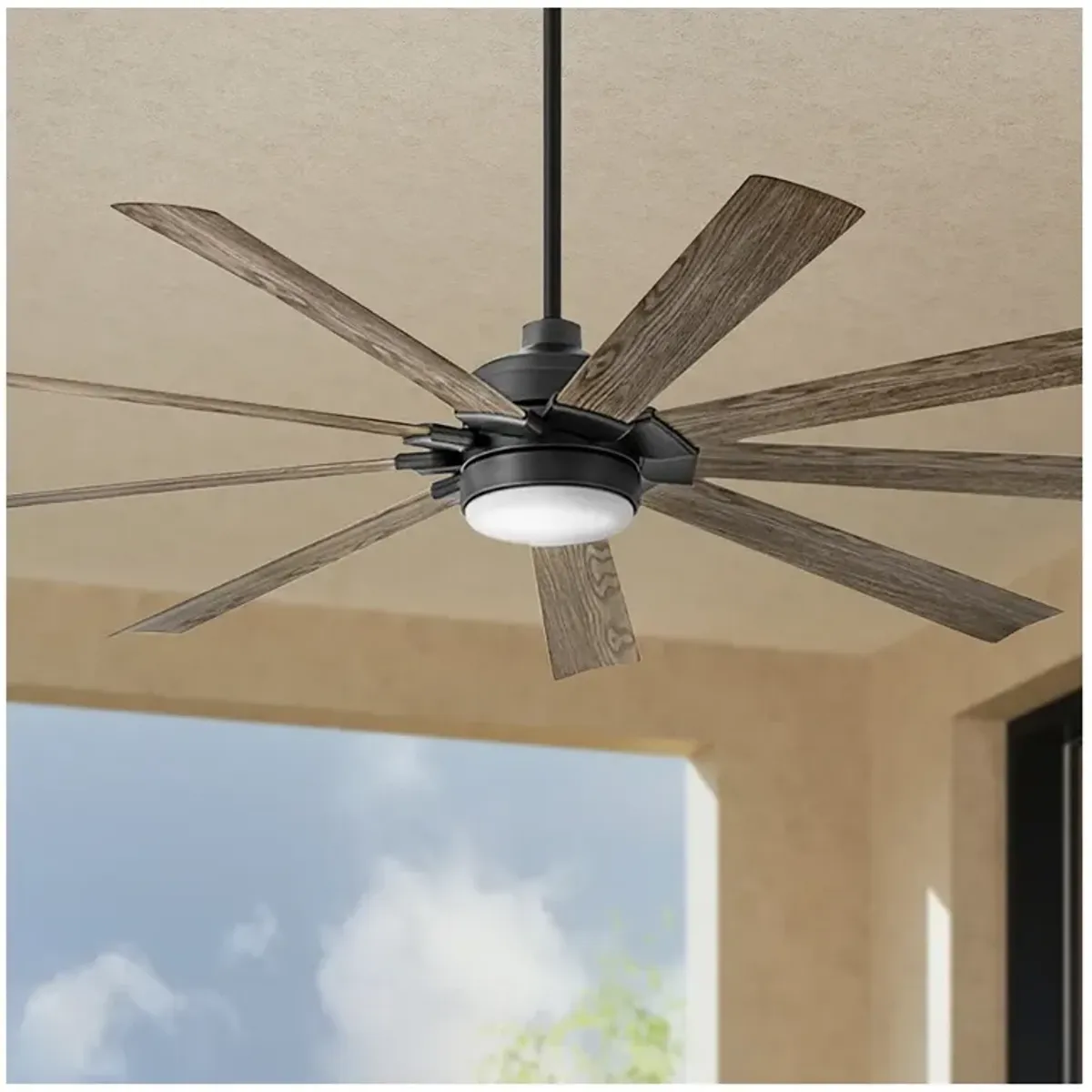 80" Hinkley Turbine LED Black Driftwood Large Outdoor Smart Fan