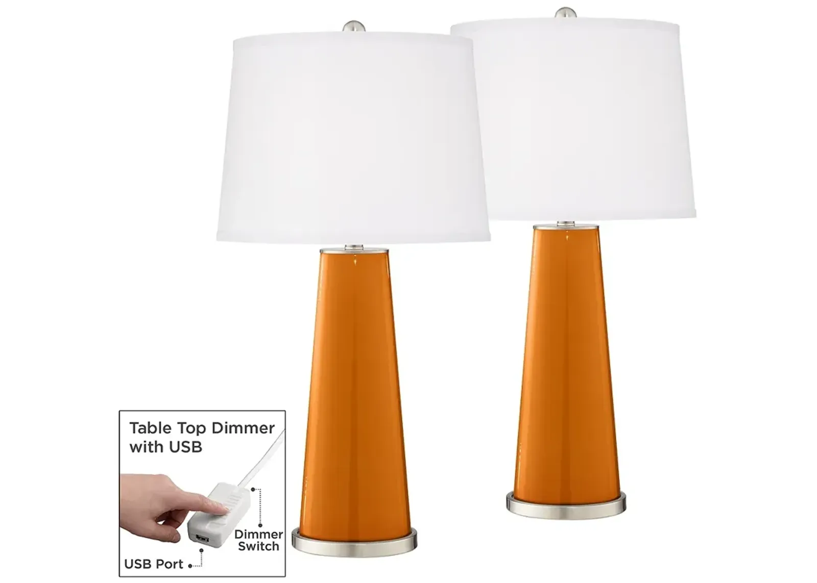 Cinnamon Spice Leo Table Lamp Set of 2 with Dimmers