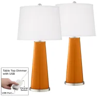 Cinnamon Spice Leo Table Lamp Set of 2 with Dimmers