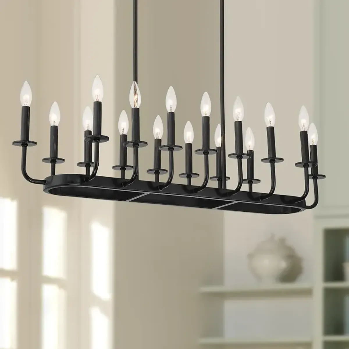 Possini Euro Bondai 39" Wide Gloss Black 16-Light Island Chandelier