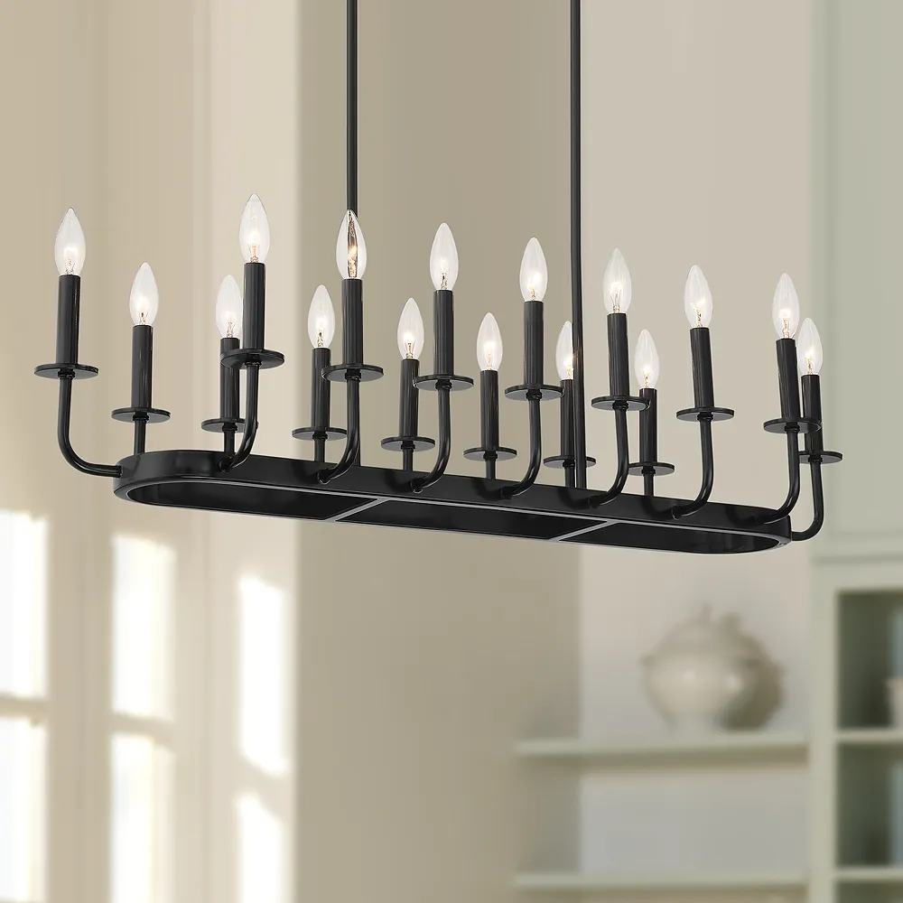 Possini Euro Bondai 39" Wide Gloss Black 16-Light Island Chandelier