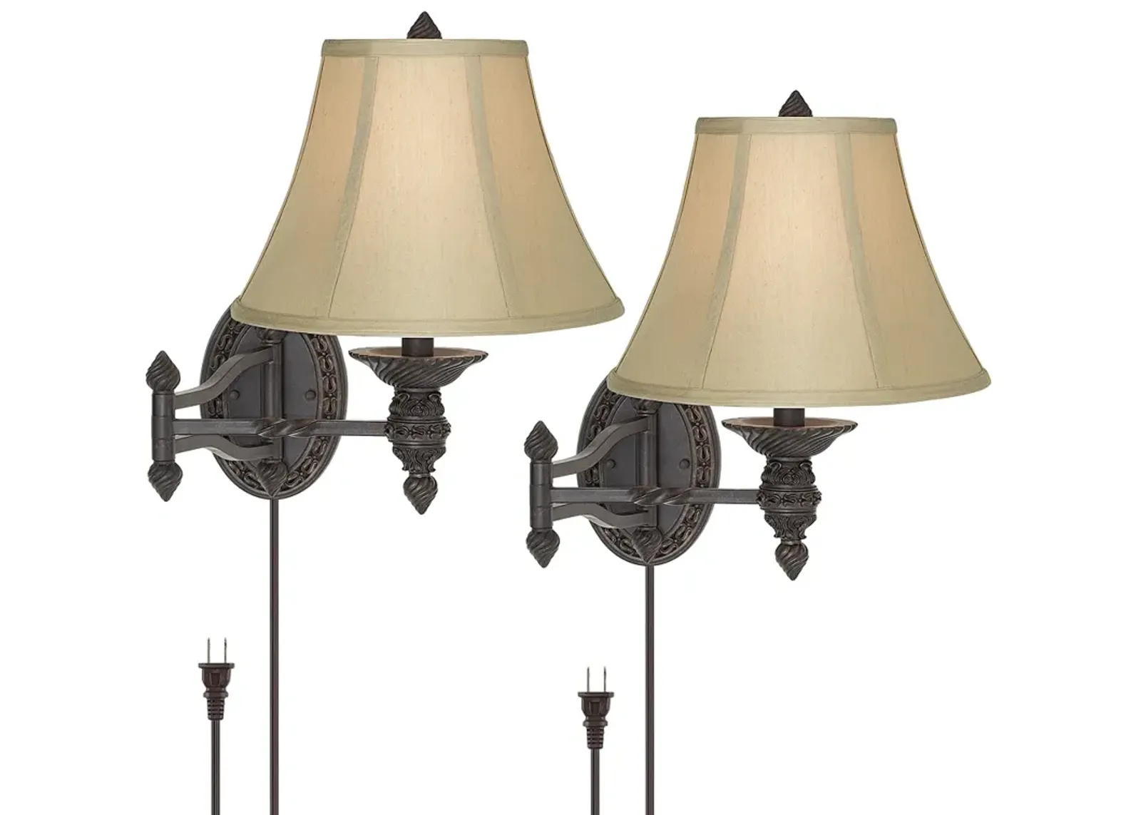 Barnes and Ivy Godia Bronze Plug-In Swing Arm Wall Lamps Set of 2