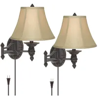 Barnes and Ivy Godia Bronze Plug-In Swing Arm Wall Lamps Set of 2