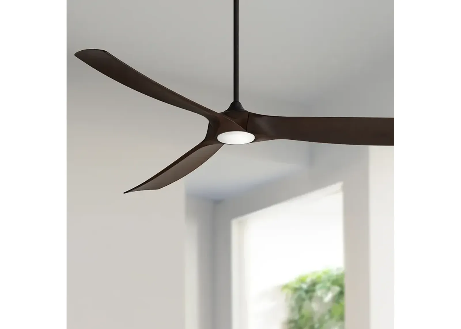 70" Kona Wind Black-Walnut LED DC Damp Rated Ceiling Fan with Remote