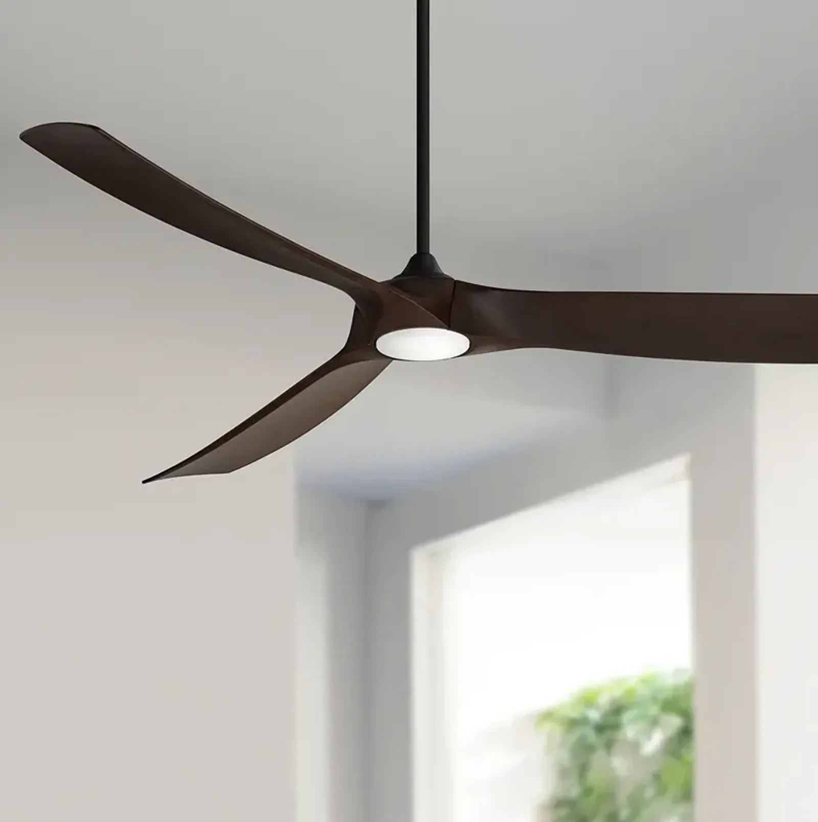 70" Casa Vieja Kona Wind Black-Walnut LED Damp Ceiling Fan with Remote