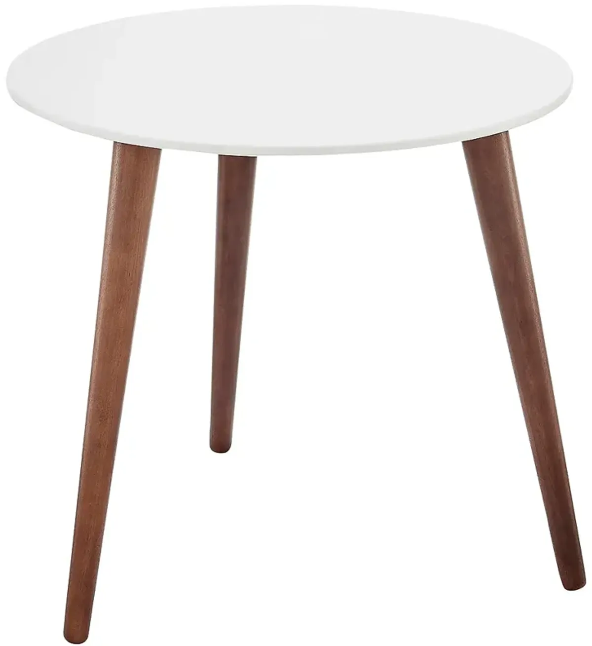 Manon 22" Wide Matte White Dark Walnut Round Side Table