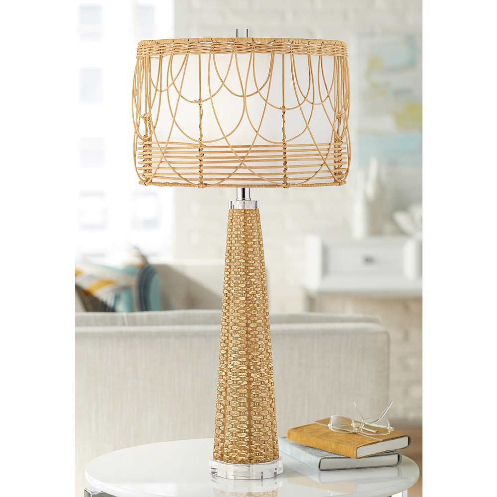 Pacific Coast Lighting Kaden Faux Rattan Weave Modern Coastal