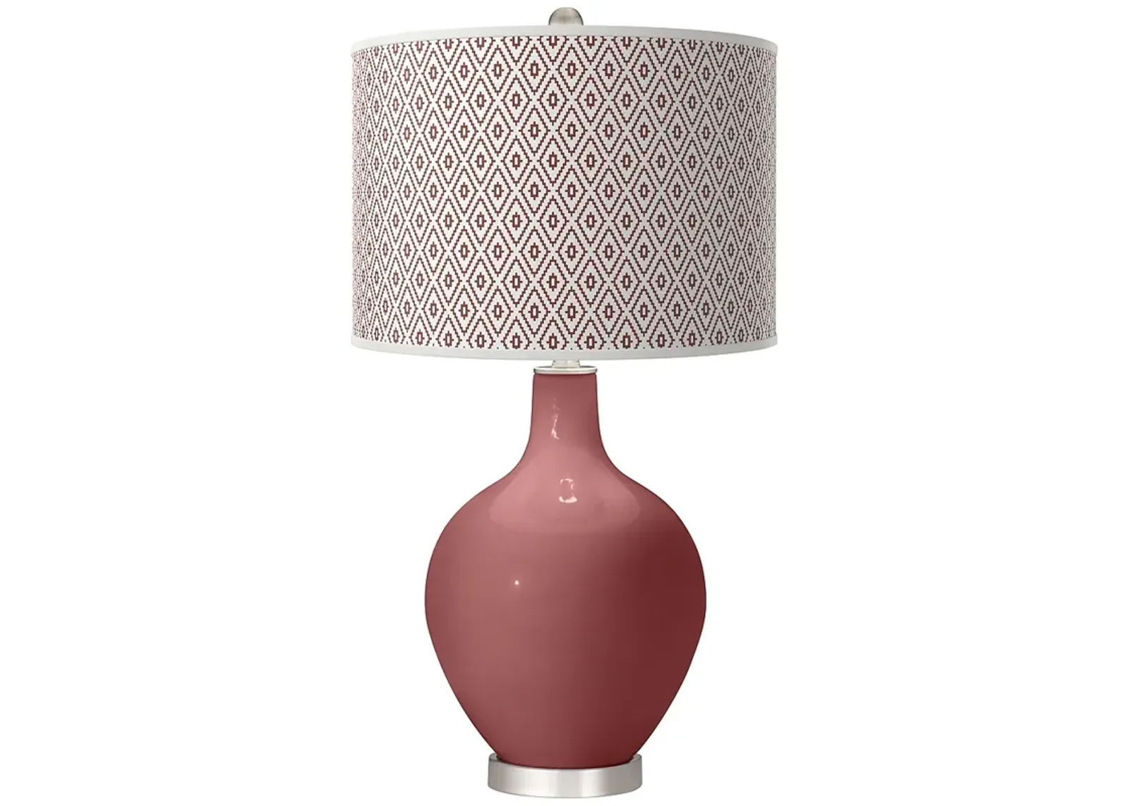 Color Plus Ovo 28 1/2" Diamonds Shade Toile Red Table Lamp