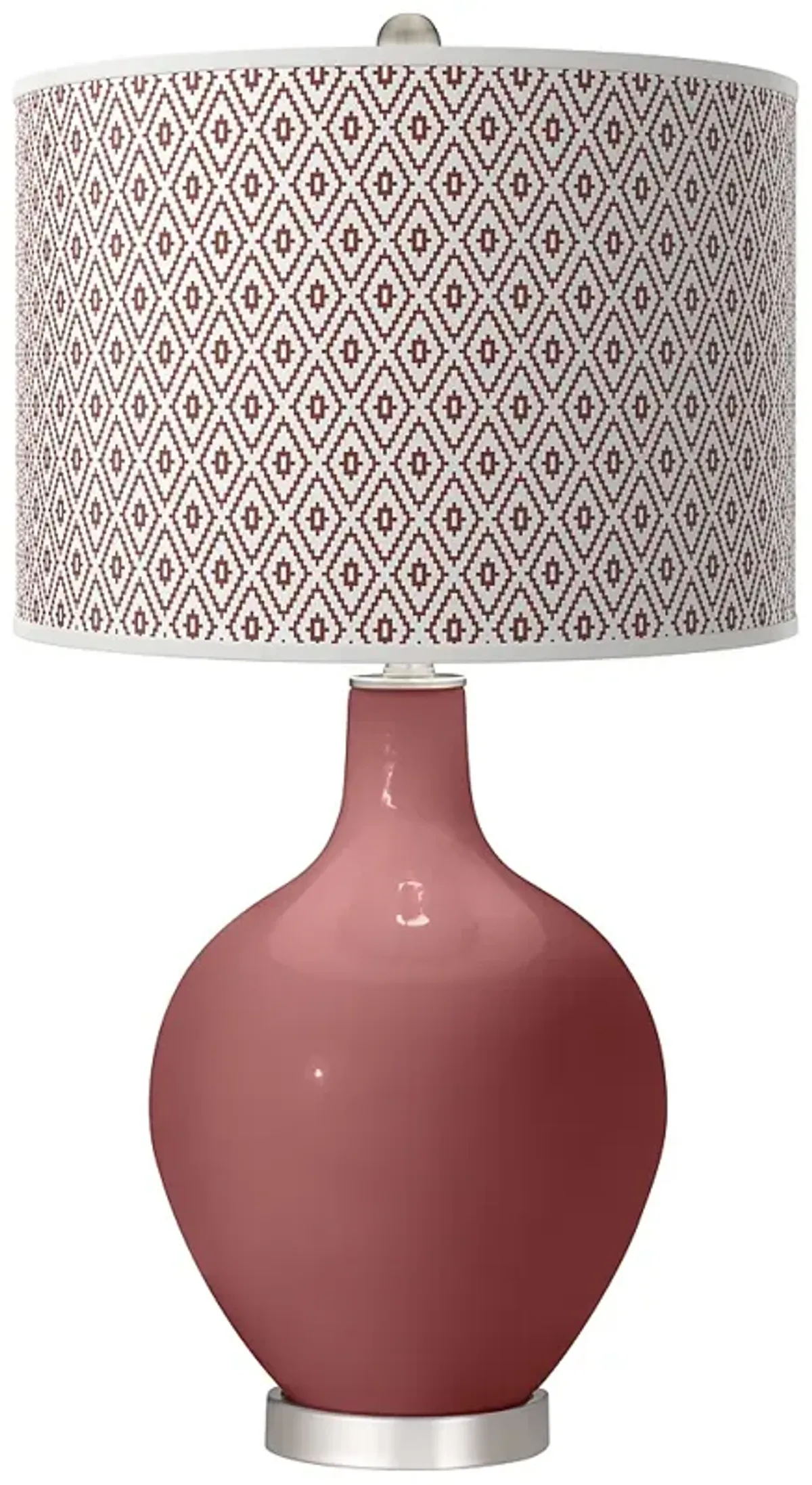 Color Plus Ovo 28 1/2" Diamonds Shade Toile Red Table Lamp