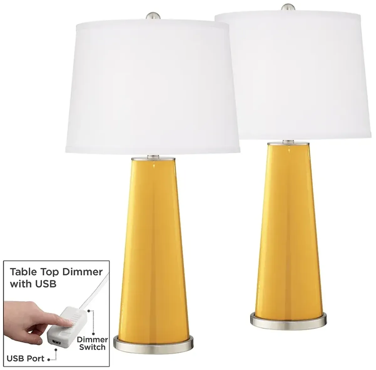 Goldenrod Leo Table Lamp Set of 2 with Dimmers