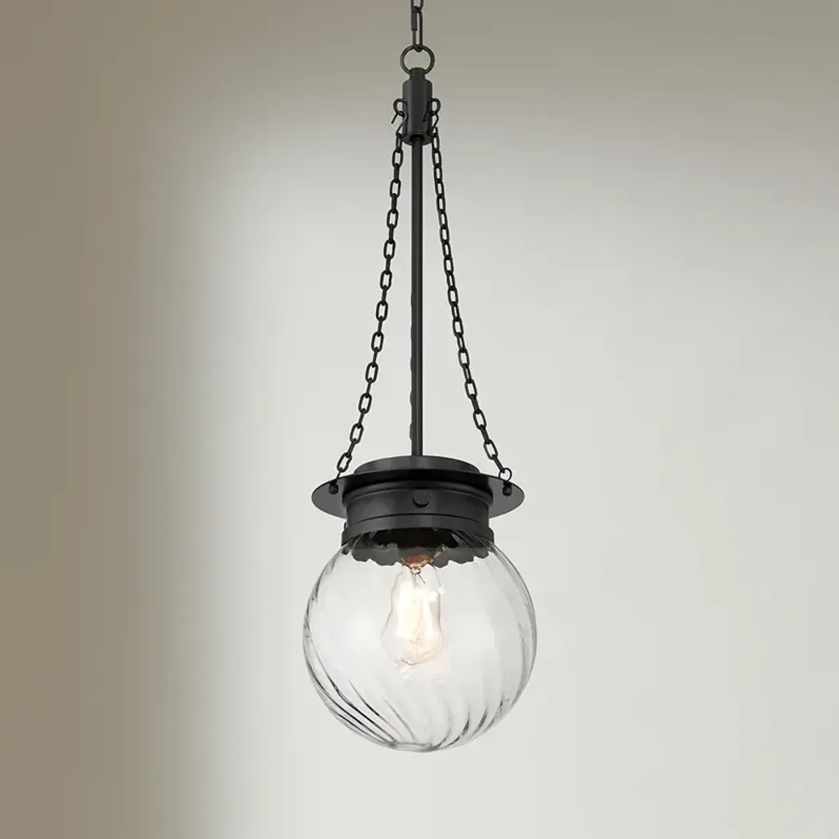Possini Euro Catherine 8 1/2"W Black Twist Glass Mini Pendant Light