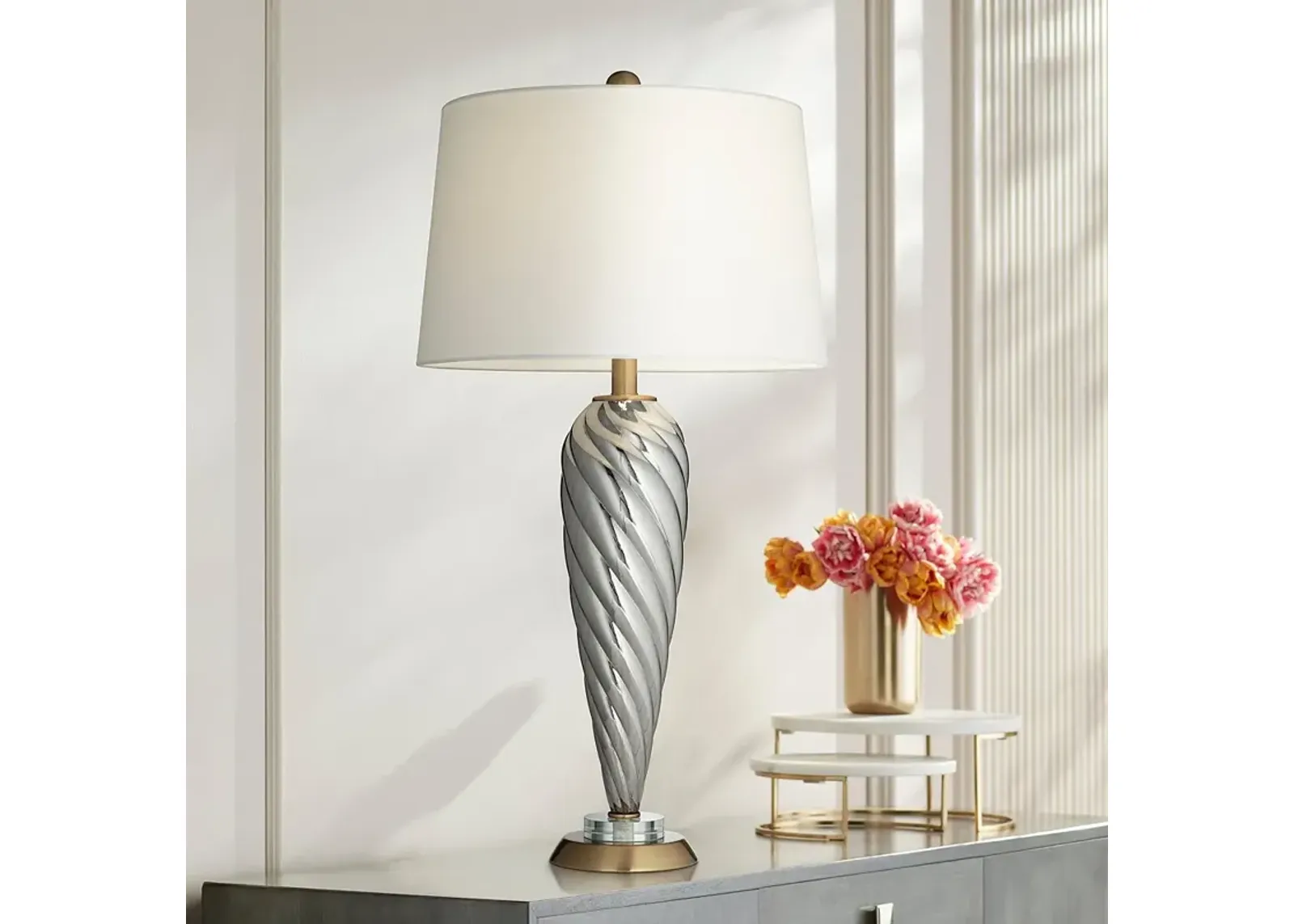 Pacific Coast Lighting 30 1/4" Twist Silver Gray Glass Table Lamp