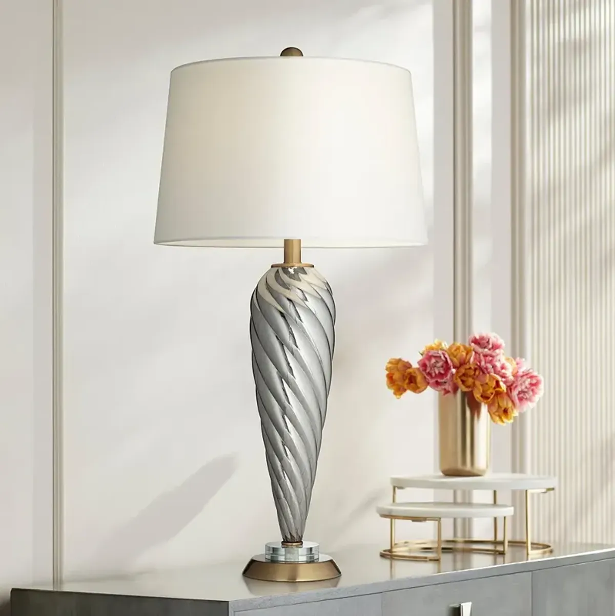 Pacific Coast Lighting 30 1/4" Twist Silver Gray Glass Table Lamp